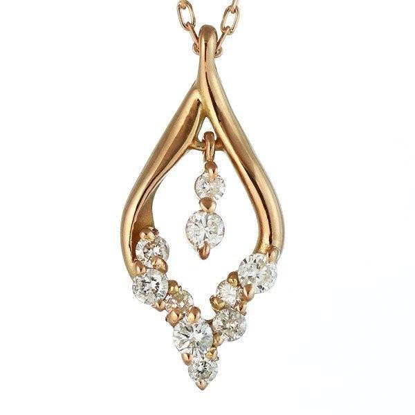 ダイヤモンド ネックレス K18ピンクゴールド ダイヤモンド ペンダント ネックレス プレゼント -QP 結婚 10周年記念 あすつく アクセ オーダー