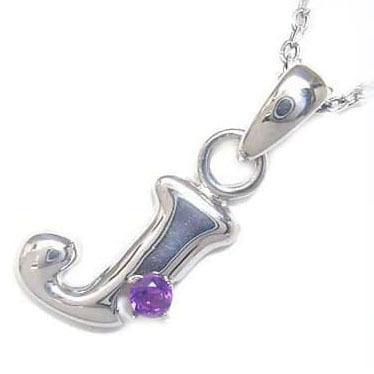 ネックレス レディース 天然石 イニシャル J イニシャル 2月誕生石 アメジストペンダント ネックレス CanCam掲載 オーダー AGAN001740_J オーダー品イニシャルネックレス J｜ネックレス