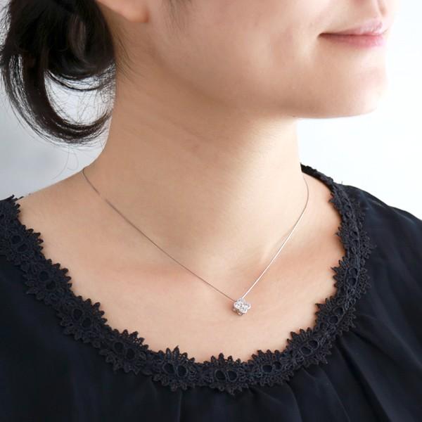 ネックレス レディース 天然石 ネックレス レディース プラチナ ダイヤモンド 0.3ct クローバー オーダー爆買の画像