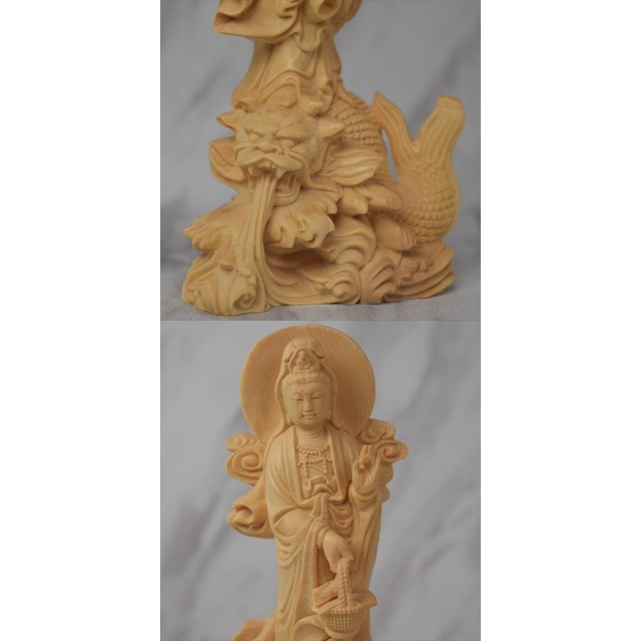 魚藍観音菩薩像 木彫 木製 仏像 仏教 置物