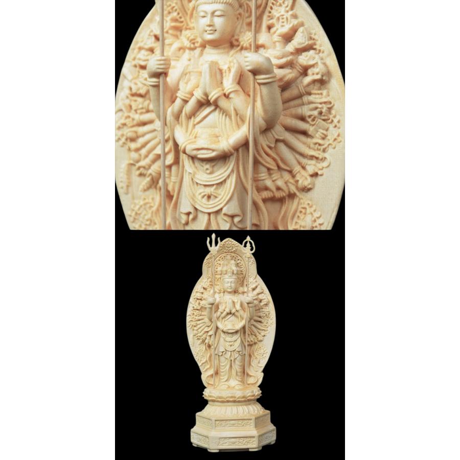 板彫仏千手観音菩薩像木彫り木製観音様お釈迦様仏像レリーフ置物