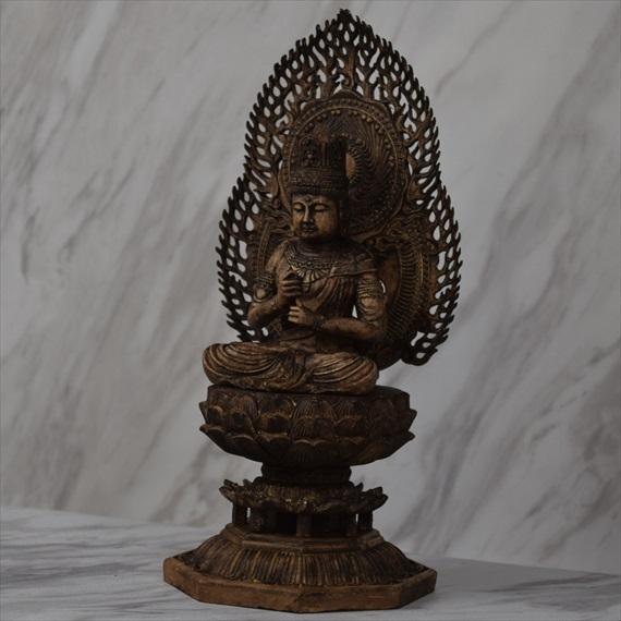 子安鬼子母神 木地彫 総高さ約13㎝ 仏像 木彫仏像子安鬼子母神坐像 総