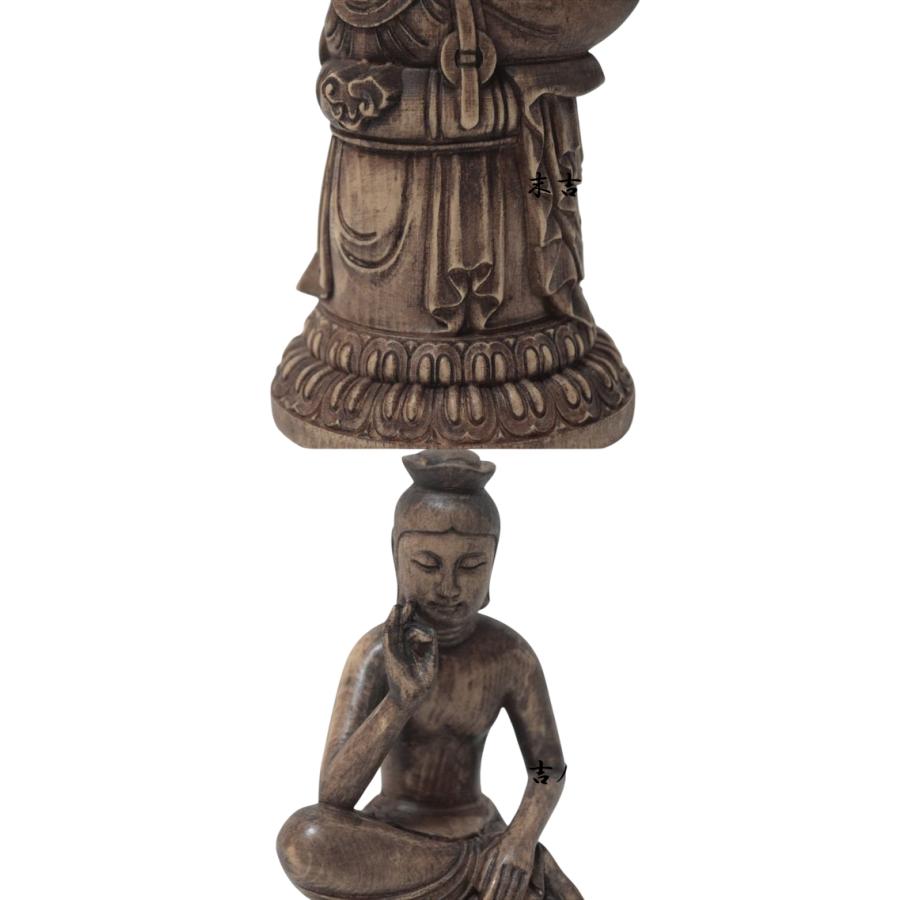 高18cm 弥勒菩薩 木彫り 仏像 フィギュア 弥勒菩薩像 座像 仏教