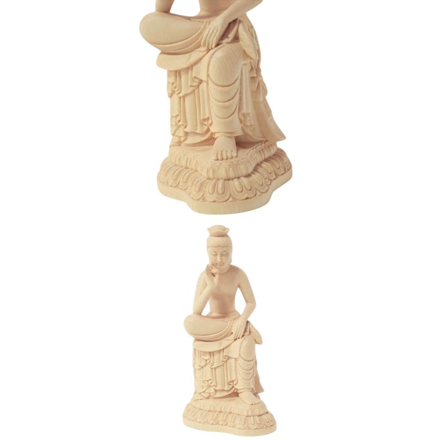 高18.5cm 弥勒菩薩 木彫り 仏像 フィギュア 弥勒菩薩像 座像 仏教美術 置物 木彫 仏像 427の画像