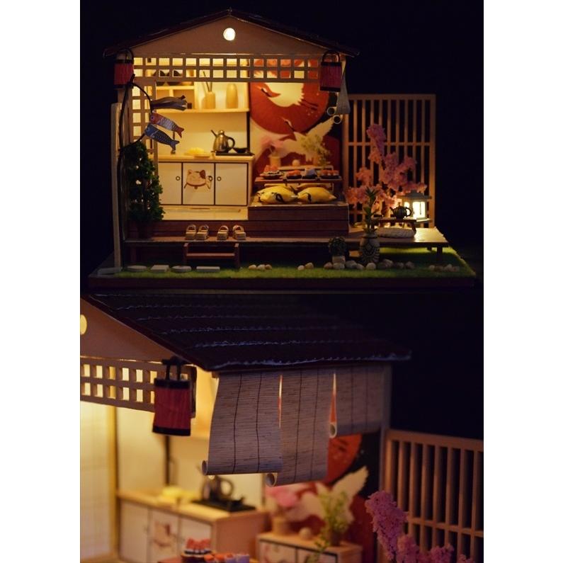 完成品 ミニチュア ドールハウス ジオラマ 日本家屋 和室 寿司 家 模型 