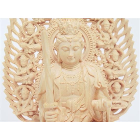 文殊菩薩 木彫り 仏像 フィギュア 文殊菩薩像 座像 仏教美術 置物 木彫