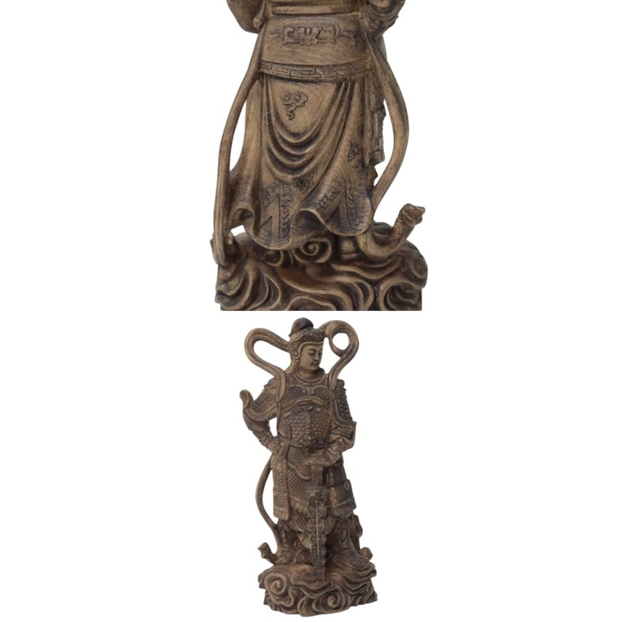 木彫り 神像 韋駄天 仏像 立像 仏教美術 置物 木彫 フィギュア 483a