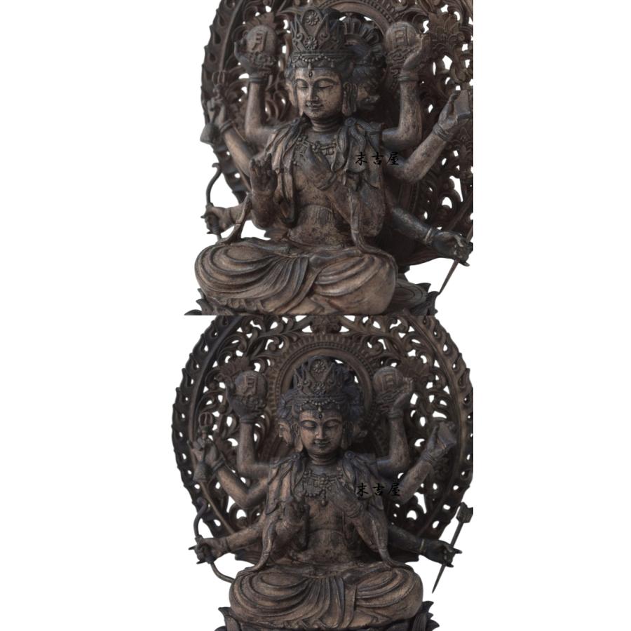 木彫り 仏像 摩利支天 座像 仏教美術 摩利支天像 置物 フィギュア 木彫