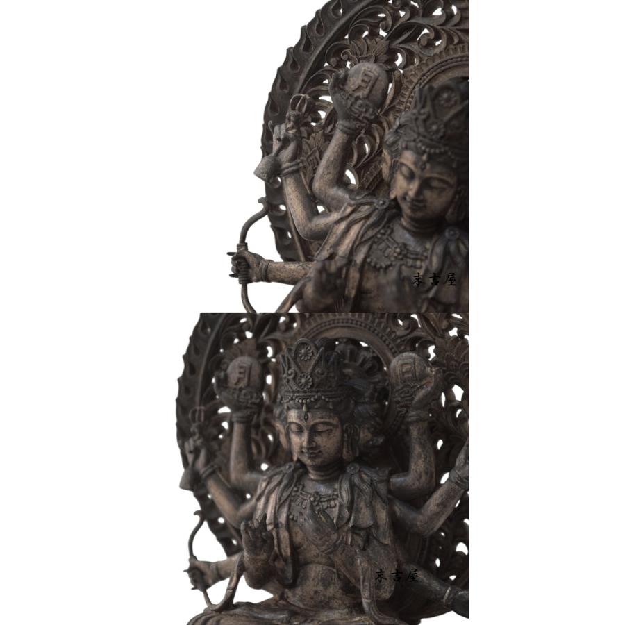 木彫り 仏像 摩利支天 座像 仏教美術 摩利支天像 置物 フィギュア 木彫