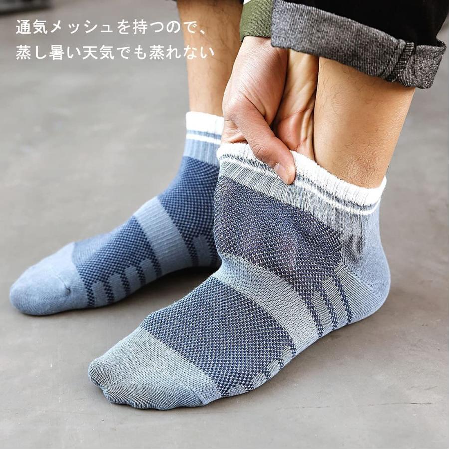 靴下 メンズ 夏用 くるぶし ソックス 薄手 通気性メッシュ くつした メンズ スポーツソックス 男性用くつ下 秋物 おしゃれ 靴下 クルー丈 ランニ 経典