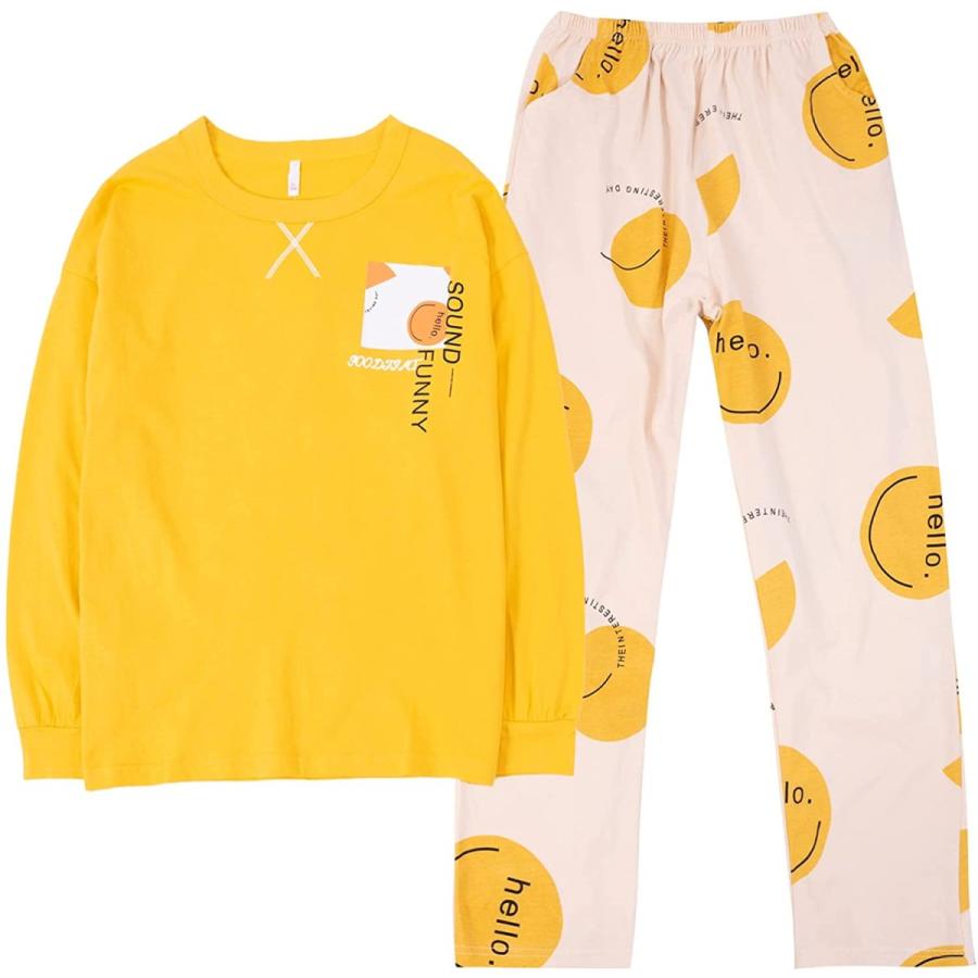 1806円 40 Offの激安セール Anmery ツーピース 部屋着 棉100 コットン長袖 パジャマ レディース マセット秋の服 黄 ルームウェア 韓国 ナイト ラウンジ ホーム