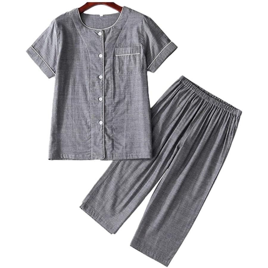 純正販売済み ギフツオブブリリアンス ガーゼパジャマ レディース 半袖 婦人 夏用 無地 Xl ダークグレー Pj 3169 オンラインストア取扱店 Ssl Daikyogo Or Jp
