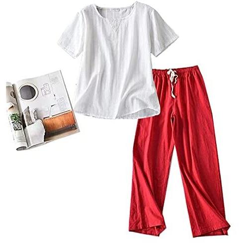 代引き不可 マタニティウエア 綿麻 春夏 ルームウェア パジャマ レディース 半袖 ワイドパンツ 上下セット 長ズボン 無地 肌触りが良い コトン 可愛い 部屋着 カジュアル 普段 Www Threeriversofs Com