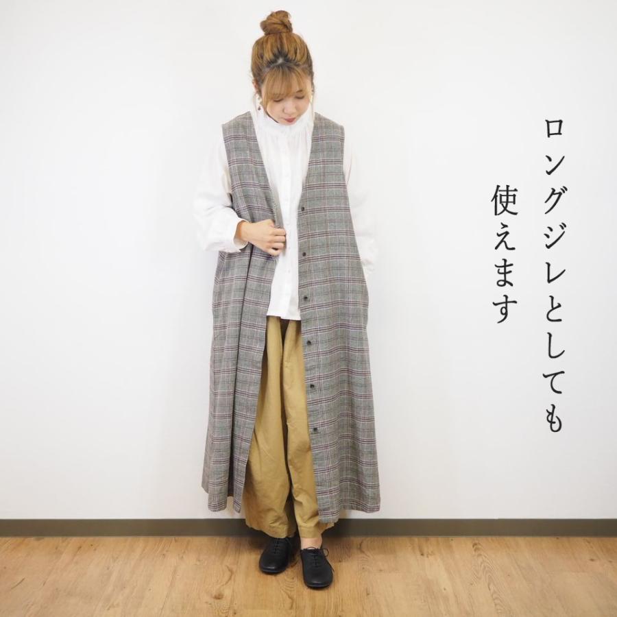 blue willow/ブルーウイロー コットン リネン グレンチェック 比翼開き