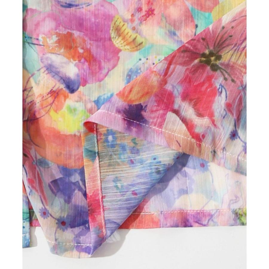 ScoLar 【SALE 30%OFF】 スカラー 花 クラゲ柄 レース 切り替え シャツ