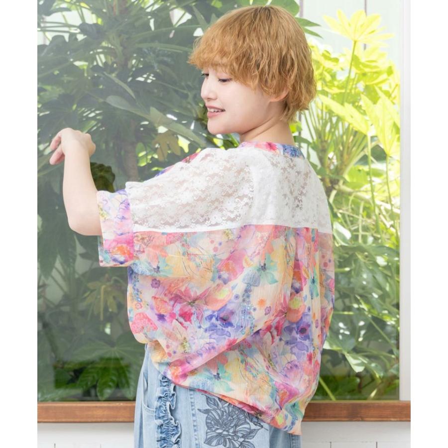 scolar スカラー　花クラゲ柄レース切替ブラウス　サイズM 新品 ScoLar 【SALE 30%OFF】 スカラー 花 クラゲ柄 レース 切り替え シャツ