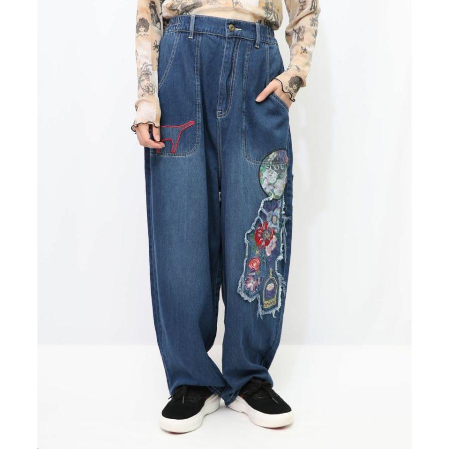 ScoLar★バイカラー アップリケデニムパンツ(ブルー) ScoLar☆バイカラー アップリケデニムパンツ(ブルー) ScoLar☆バイ