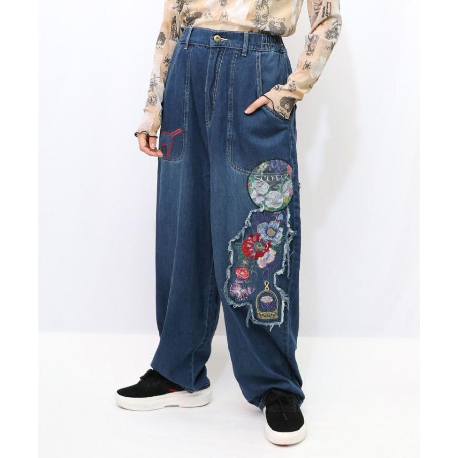 ScoLar（スカラー） 【SALE セール 20%OFF】 刺繍 デニム アップリケ