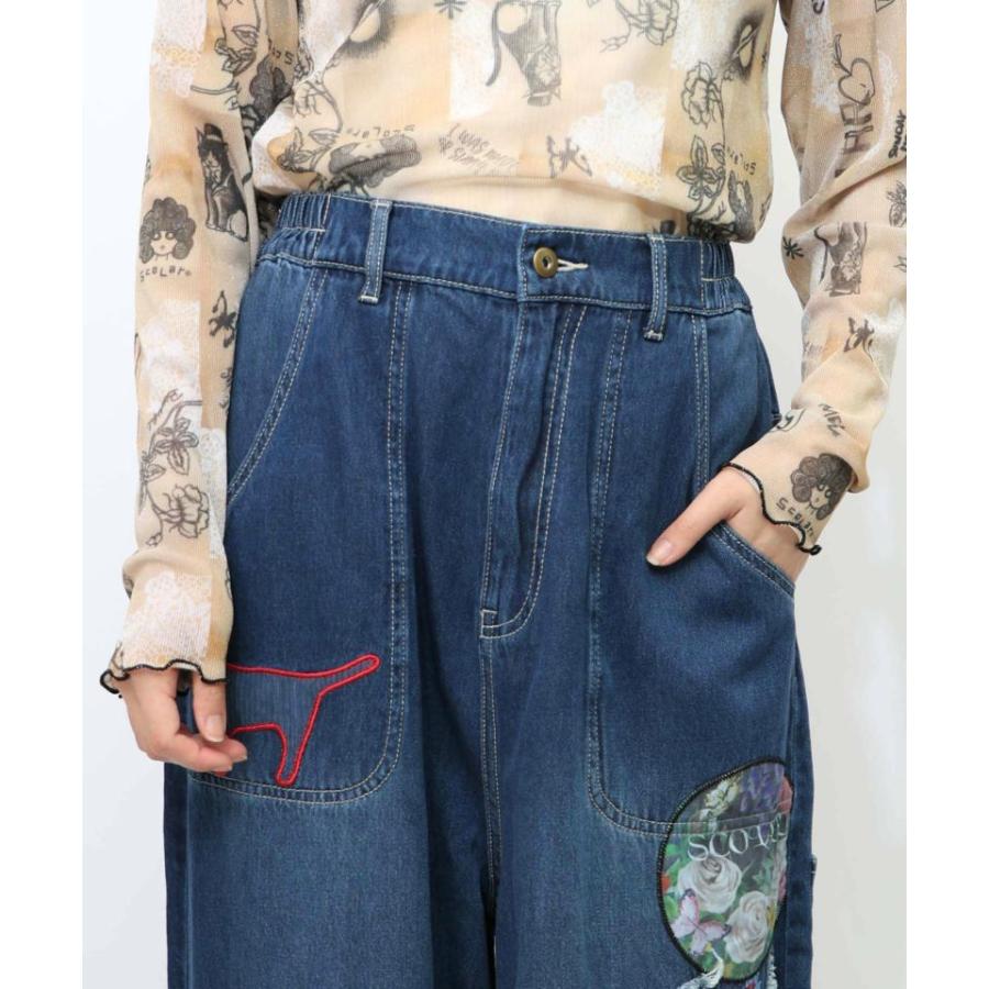 ScoLar（スカラー） 【SALE セール 20%OFF】 刺繍 デニム アップリケ