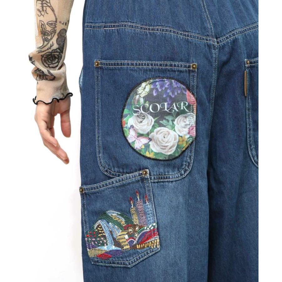 ScoLar（スカラー） 【SALE セール 20%OFF】 刺繍 デニム アップリケ