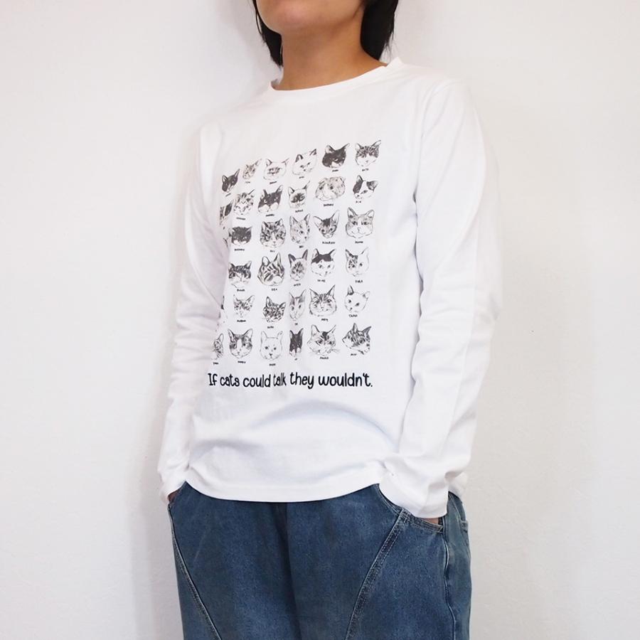 unii ウニィ いろいろ ネコ集合 プリント プルーオーバー Tシャツ 秋冬 レディース 長袖 おしゃれ 綿 コットン カットソー 大人 ...