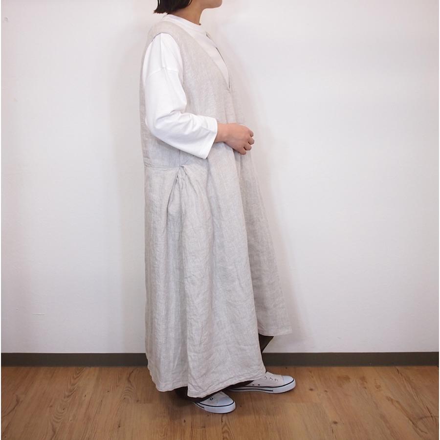 SO エスオー 麻 リネン Vネック ジャンパースカート ジャンスカ 