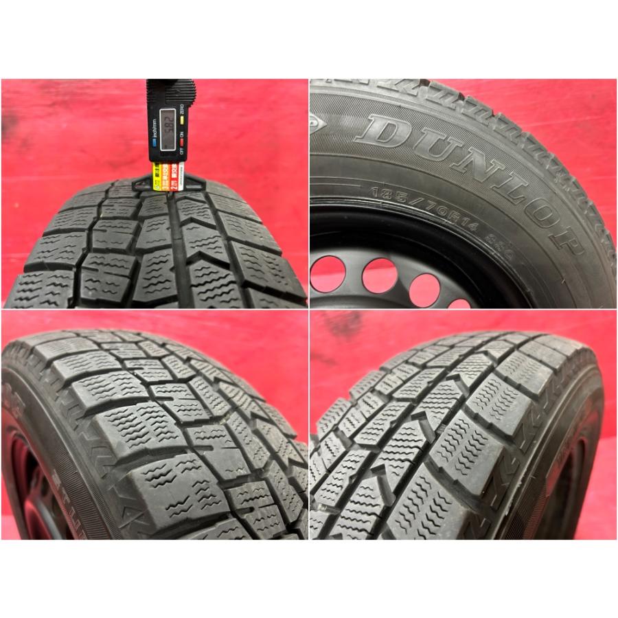 タイヤホイール4本 185/70R14 14×5.5J 100-4H ダンロップ ウインターマックス WM02 ホンダ 鉄ホイール 黒塗装 フリード GB3 GB4 鉄チンの画像