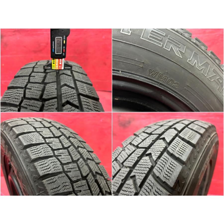 タイヤホイール4本 185/70R14 14×5.5J 100-4H ダンロップ ウインターマックス WM02 ホンダ 鉄ホイール 黒塗装 フリード GB3 GB4 鉄チンの画像