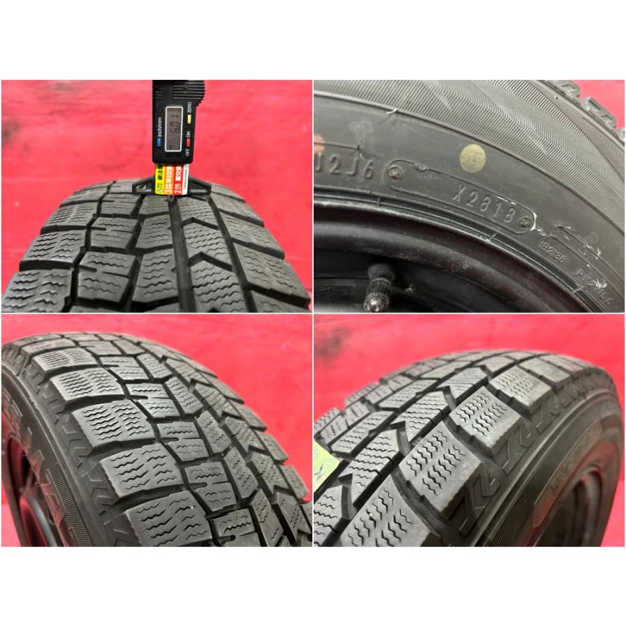 タイヤホイール4本 185/70R14 14×5.5J 100-4H ダンロップ ウインターマックス WM02 ホンダ 鉄ホイール 黒塗装 フリード GB3 GB4 鉄チンの画像