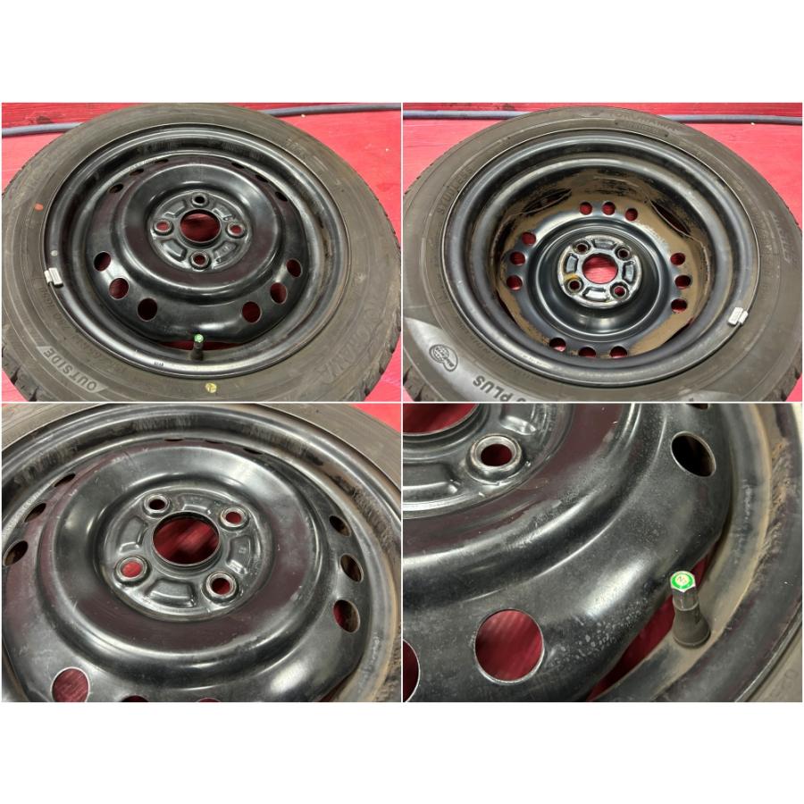 タイヤホイール4本 155/65R14 14×4.5J 100-4H ハブ54Φ ヨコハマ IG50+ 鉄ホイール ダイハツ スズキ 145/80R13 互換 軽自動車の画像
