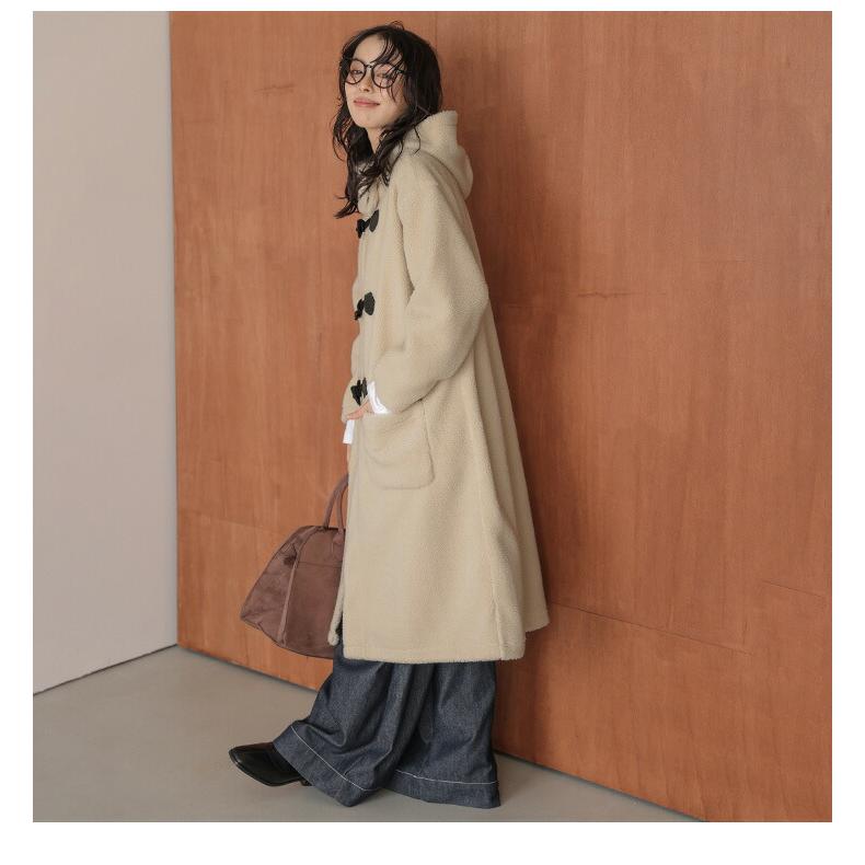 ダッフルコート ロングコート ボア ムートン もこもこ 【aot304-46b