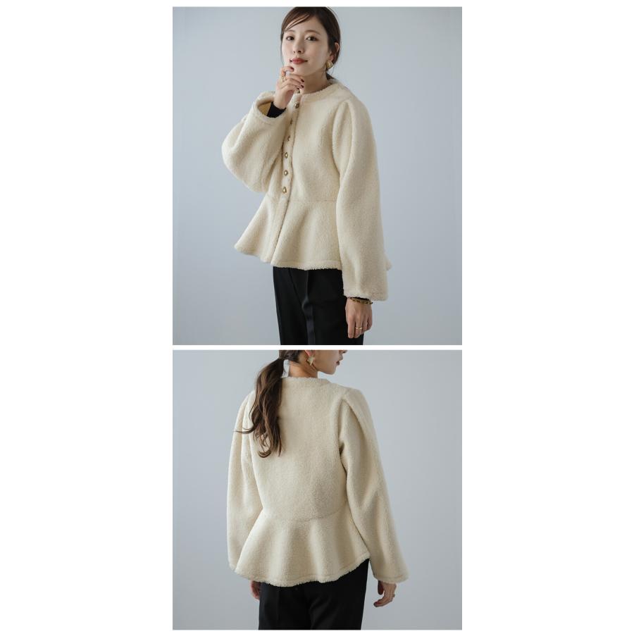 ジャケット ペプラム ボア アウター フェミニン レディース 【aot304