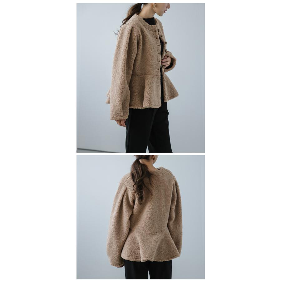 ジャケット ペプラム ボア アウター フェミニン レディース 【aot304