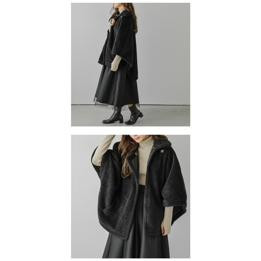 ケープ ファー ジャケット アウター ポンチョ フェイクファー