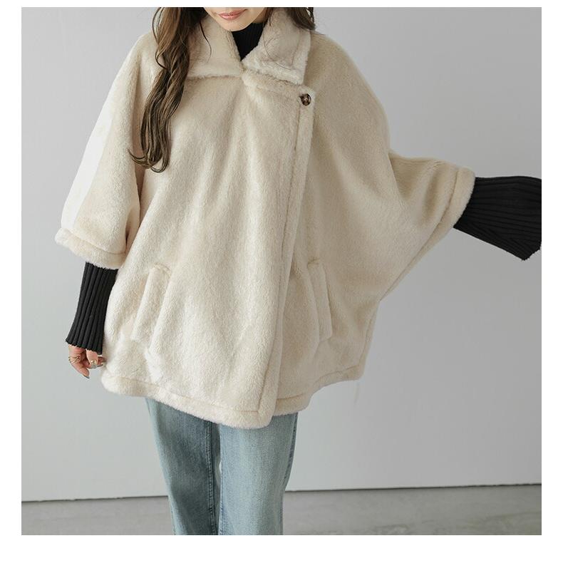 ケープ ファー ジャケット アウター ポンチョ フェイクファー