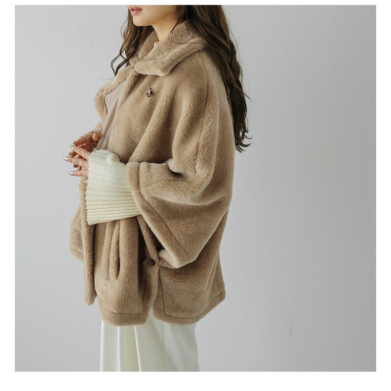 ケープ ファー ジャケット アウター ポンチョ フェイクファー