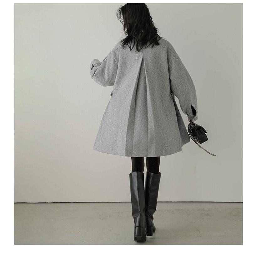 アウター コート ミドル丈 ハーフ スタンドカラー フレアシルエット A