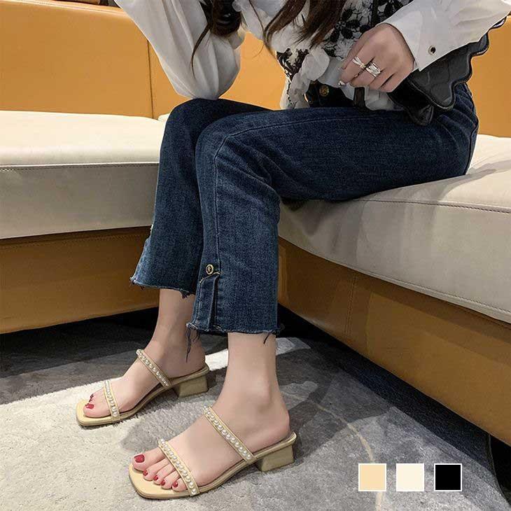 パール ストラップ サンダル シューズ 靴 ローヒール 楽ちん 韓国ファッション Ash4 115 予約販売 15 日 送料無料 宅込 Ash4 115 シュガービスケット 通販 Yahoo ショッピング