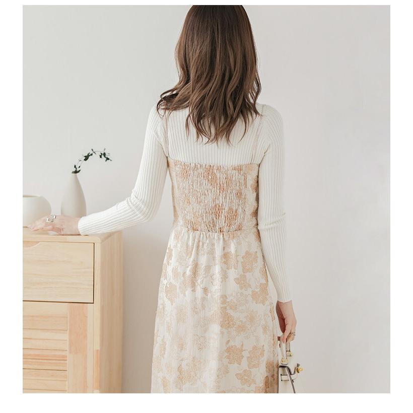 45R ジャガード　ワンピース　ノースリーブ　未使用 ノースリーブジャガードワンピース S M L 【メール便対応可