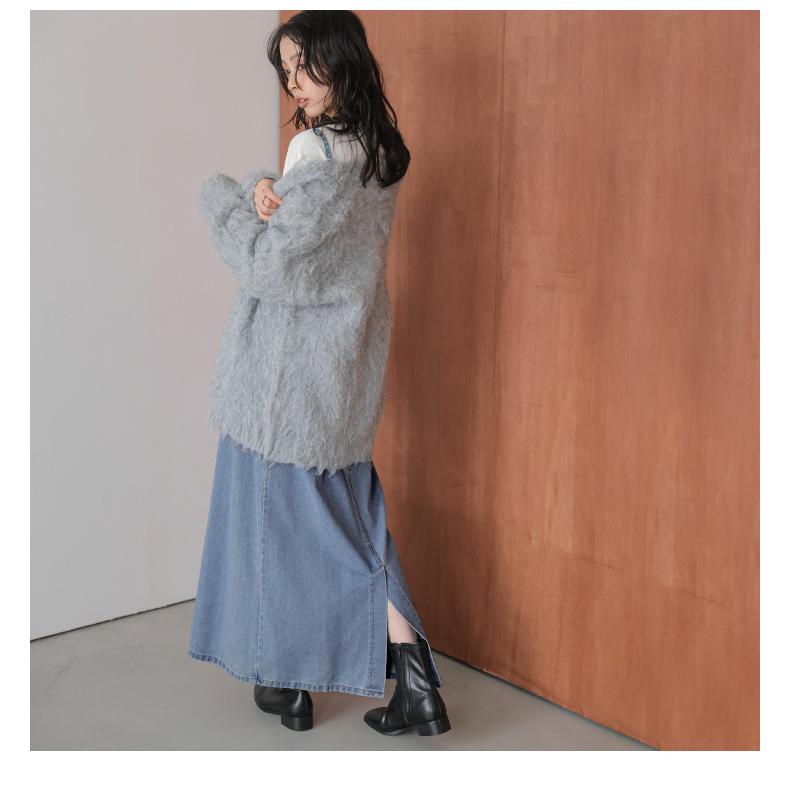 デニム キャミソール ワンピース Aラインシルエット バックスリット