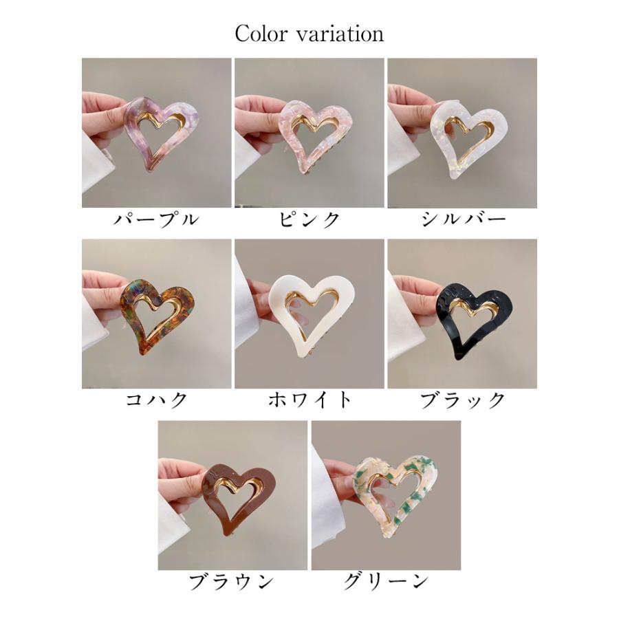 ハート型 バンスクリップ ヘアクリップ 大理石風 ハート シンプル