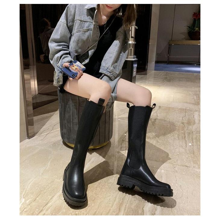 サイドゴア ロングブーツ ブーツ ミディアム丈 レディース 【k3-ht68