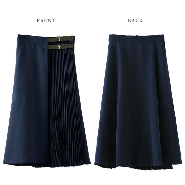 プリーツスカート 冬 40代 ラップ スカート サイドプリーツ ロング