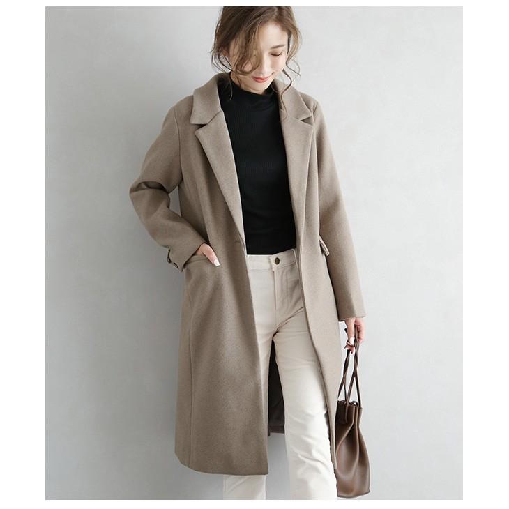 チェスターコート ウール混 ロングコート レディース アウター 無地 Lgww At27 即納 1 5営業日 送料無料 宅別 Lgww At27 シュガービスケット 通販 Yahoo ショッピング