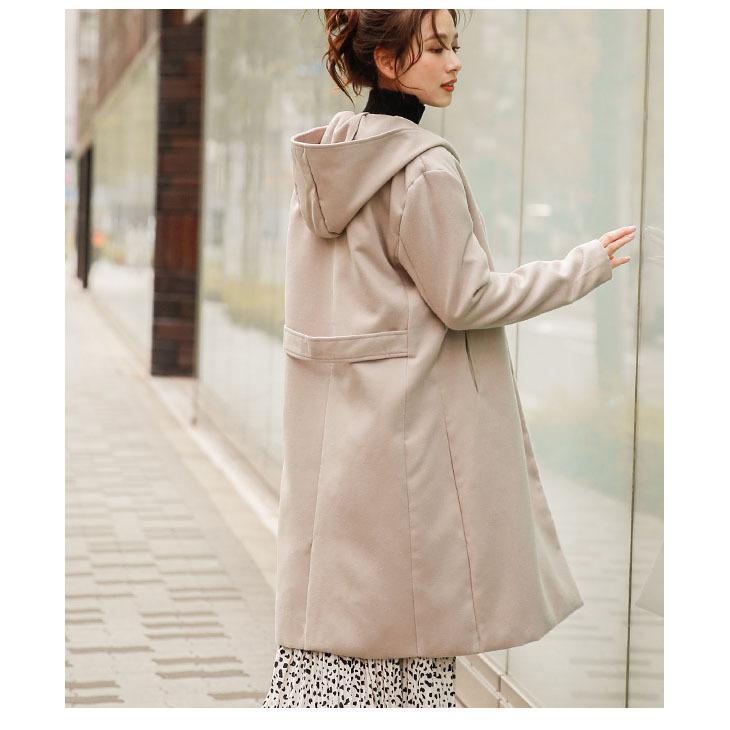 フーディーコート 2way ロングコート ノーカラーコート レディース