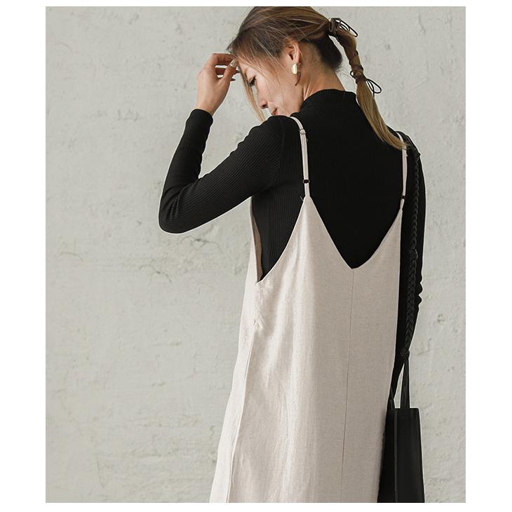 キャミソールワンピース ワンピース 麻混 レディース キャミワンピ