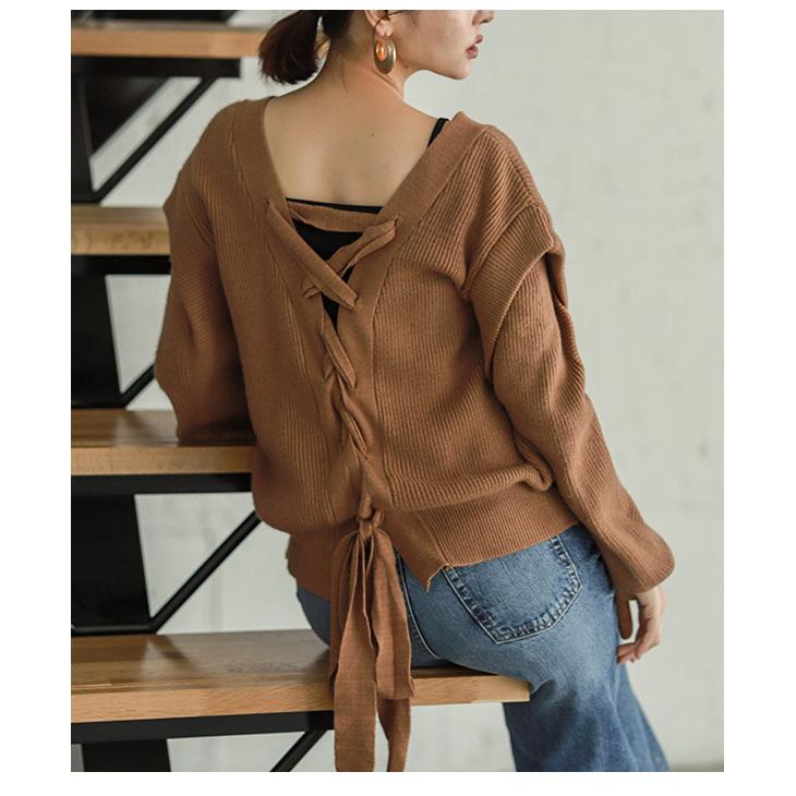 バックレースアップ カーディガン ニット レディース ゆったり Vネック Lgww At3572 即納 2 5日 送料無料 宅込 Lgww At3572 シュガービスケット 通販 Yahoo ショッピング