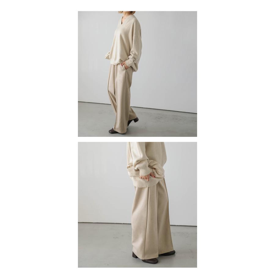 ウールライク ワイドパンツレディースきれいめウエストゴム 【lgww