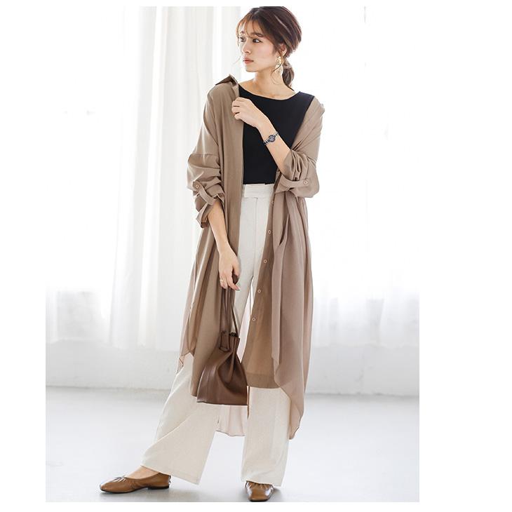 シフォン切替 シャツワンピース シャツワンピ ロングシャツ レディース 長袖 Lgww At3667 即納 1 5営業日 メ込 Lgww At3667 シュガービスケット 通販 Yahoo ショッピング