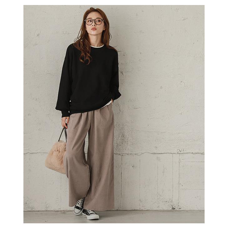 コーデュロイ ワイドパンツ レディース ウエストゴム ウエストタック 楽ちん 【lgww-at4127】【即納：1-5営業日】【送料無料】メ込 ...